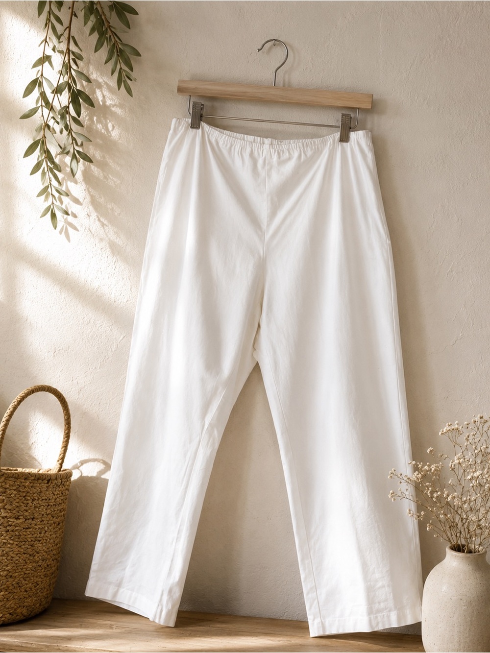 Eileen Fisher  Ankle Pants Organic Cotton Lagenlook Capsule Capri Costal XL
